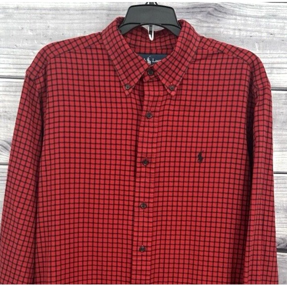 RALPH LAUREN CLASSIC FIT BUTTON FRONT LONG SLEEVE SHIRT‎ Men's Size L RED PLAID - Picture 3 of 5